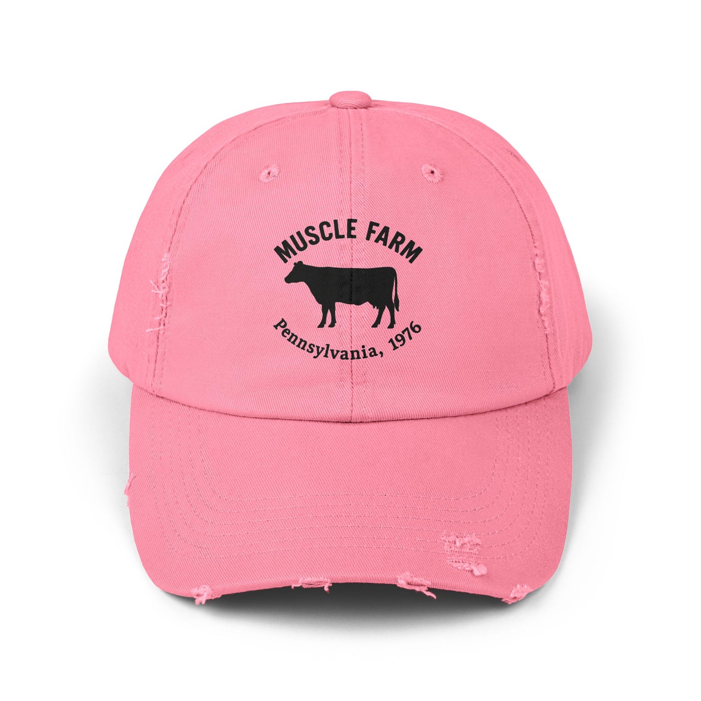 Retro Farm Cap, Unisex Distressed Hat, Vintage Cow Farmwear, Casual Summer Accessory, Gift for Agriculture Lovers