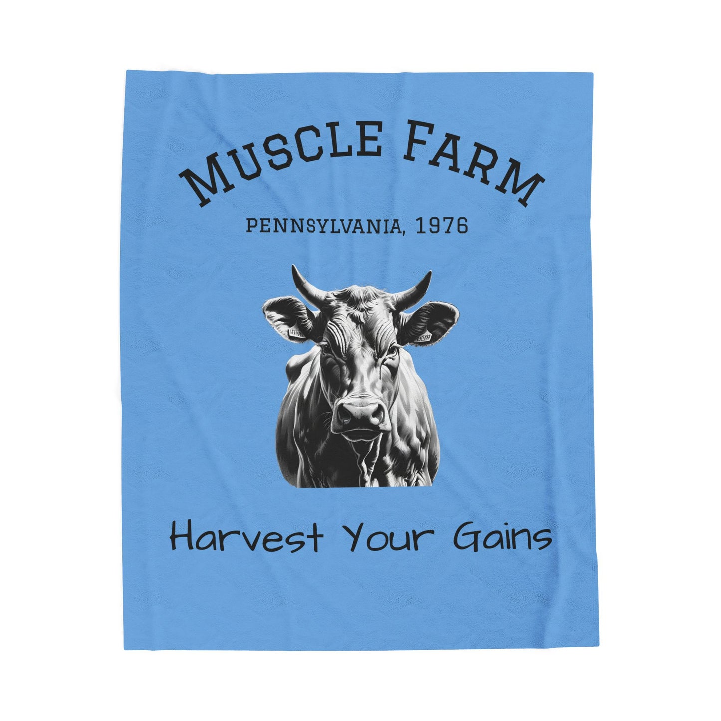 Muscle Farm Velveteen Plush Blanket, Cozy Farmhouse Decor, Gift for Fitness Lovers, Unique Couch Throw, Farm-Themed Home Accent
