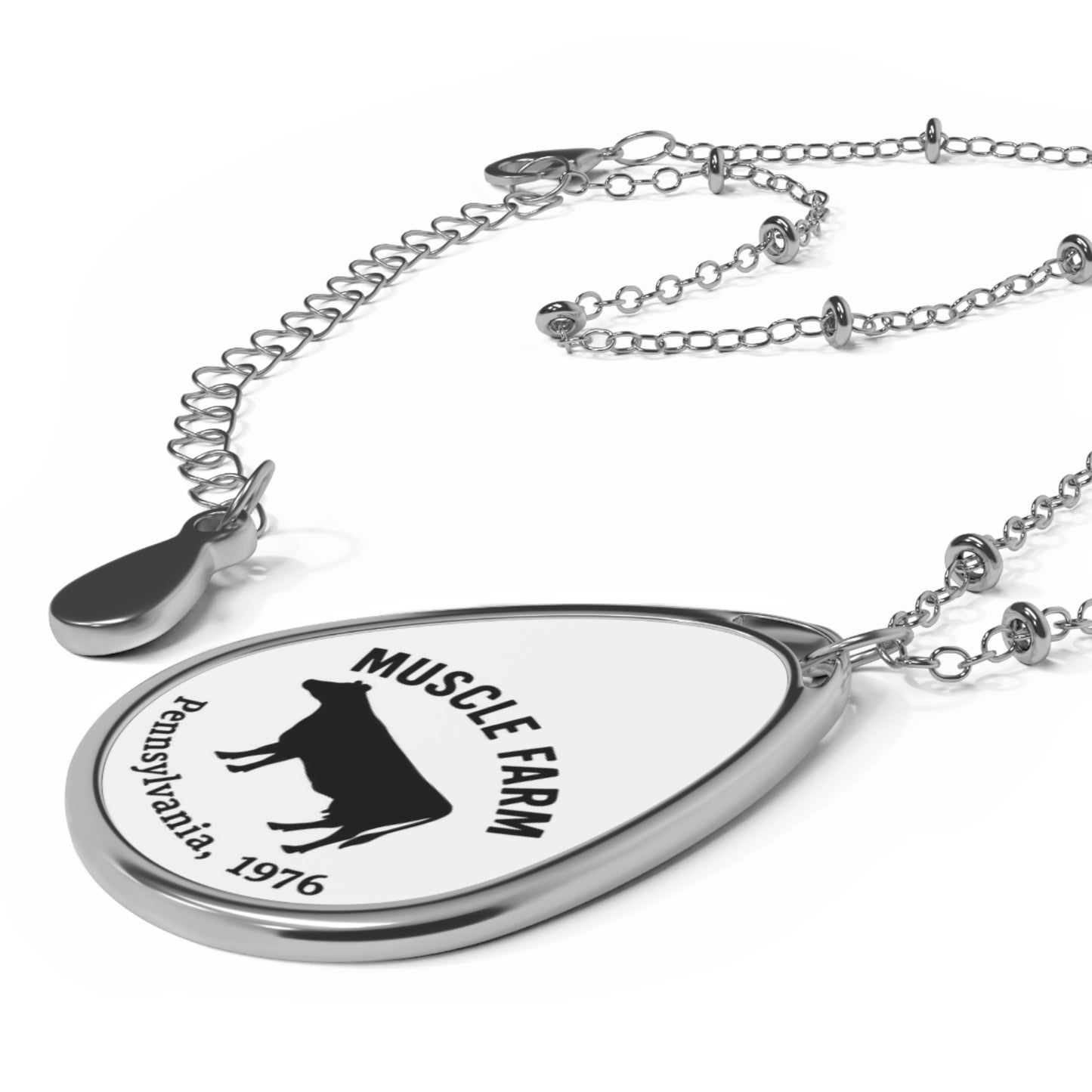 Muscle Farm Oval Necklace, Unique Farm Jewelry, Gift for Farmers, Rustic Charm, Personalized Farm Accessory