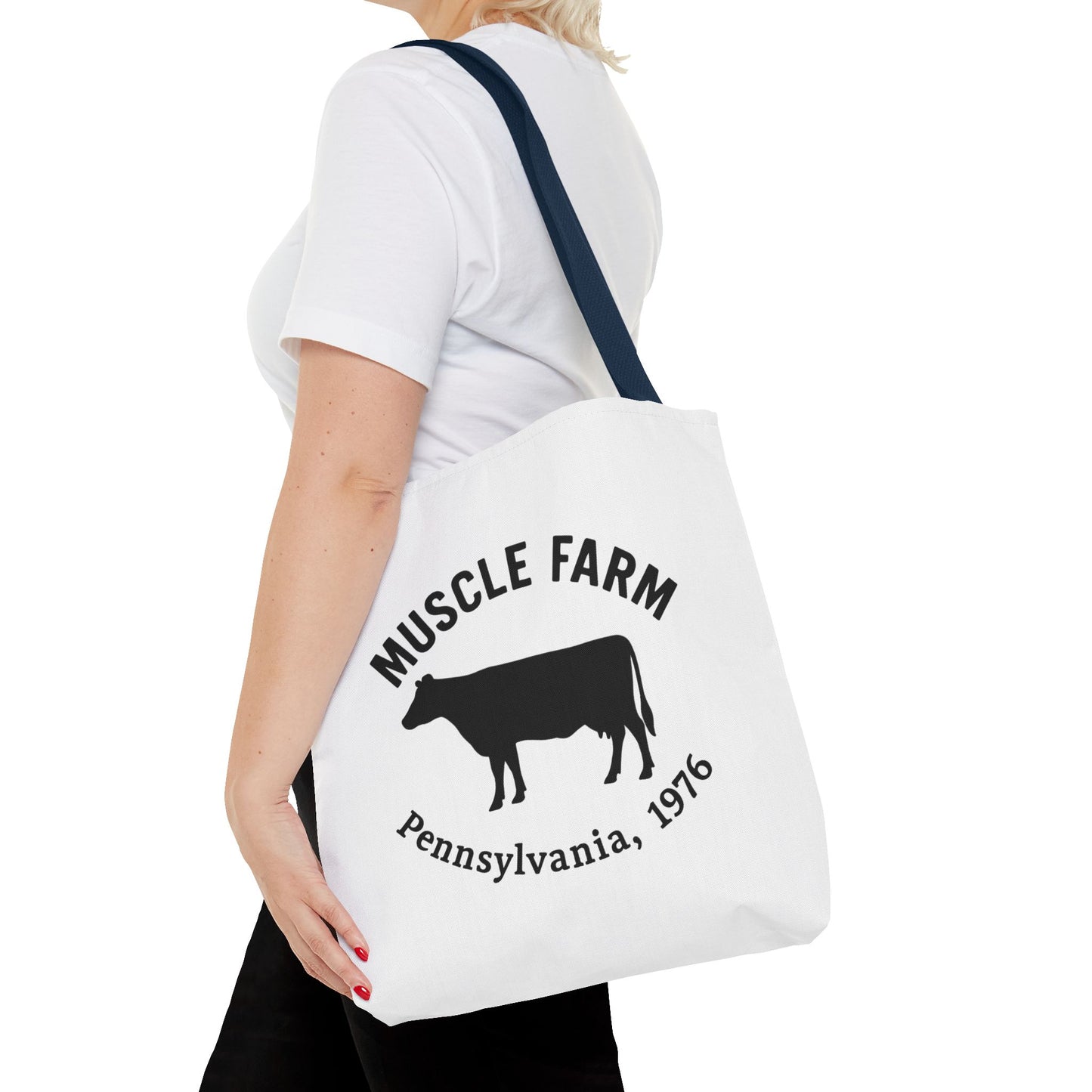 Muscle Farm Tote Bag, Cow Print Shopping Bag, Farmhouse Style Tote, Casual Eco-Friendly Bag, Gift for Farm Lovers