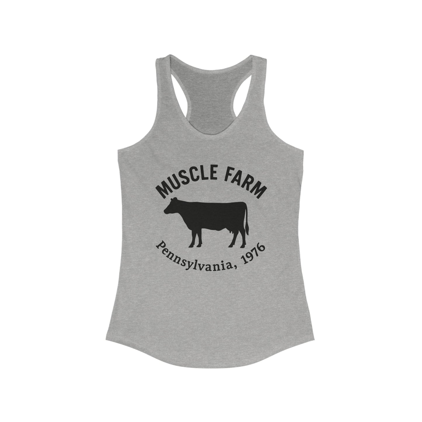 Muscle Farm Women's Racerback Tank | Perfect for Gym, Workout, Summer Casual Wear, Gifts for Fitness Lovers, Cow Print Tank