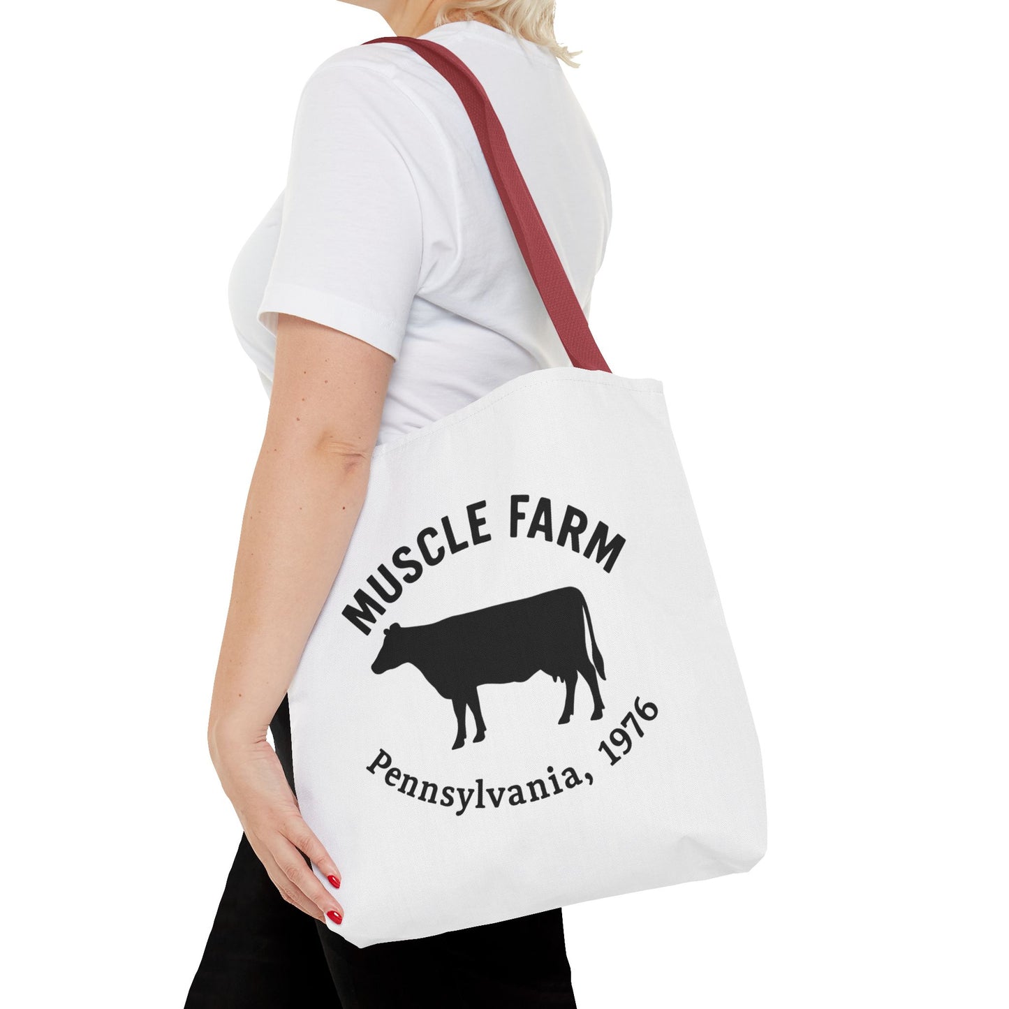 Muscle Farm Tote Bag, Cow Print Shopping Bag, Farmhouse Style Tote, Casual Eco-Friendly Bag, Gift for Farm Lovers