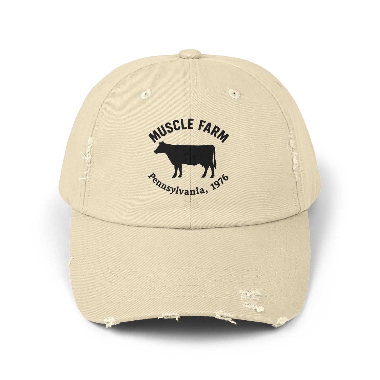 Retro Farm Cap, Unisex Distressed Hat, Vintage Cow Farmwear, Casual Summer Accessory, Gift for Agriculture Lovers