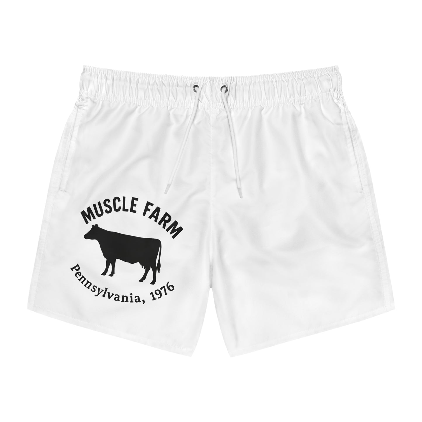Muscle Farm Swim Trunks, Fun Beach Shorts, Summer Pool Wear, Vacation Swimwear, Men's Athletic Shorts