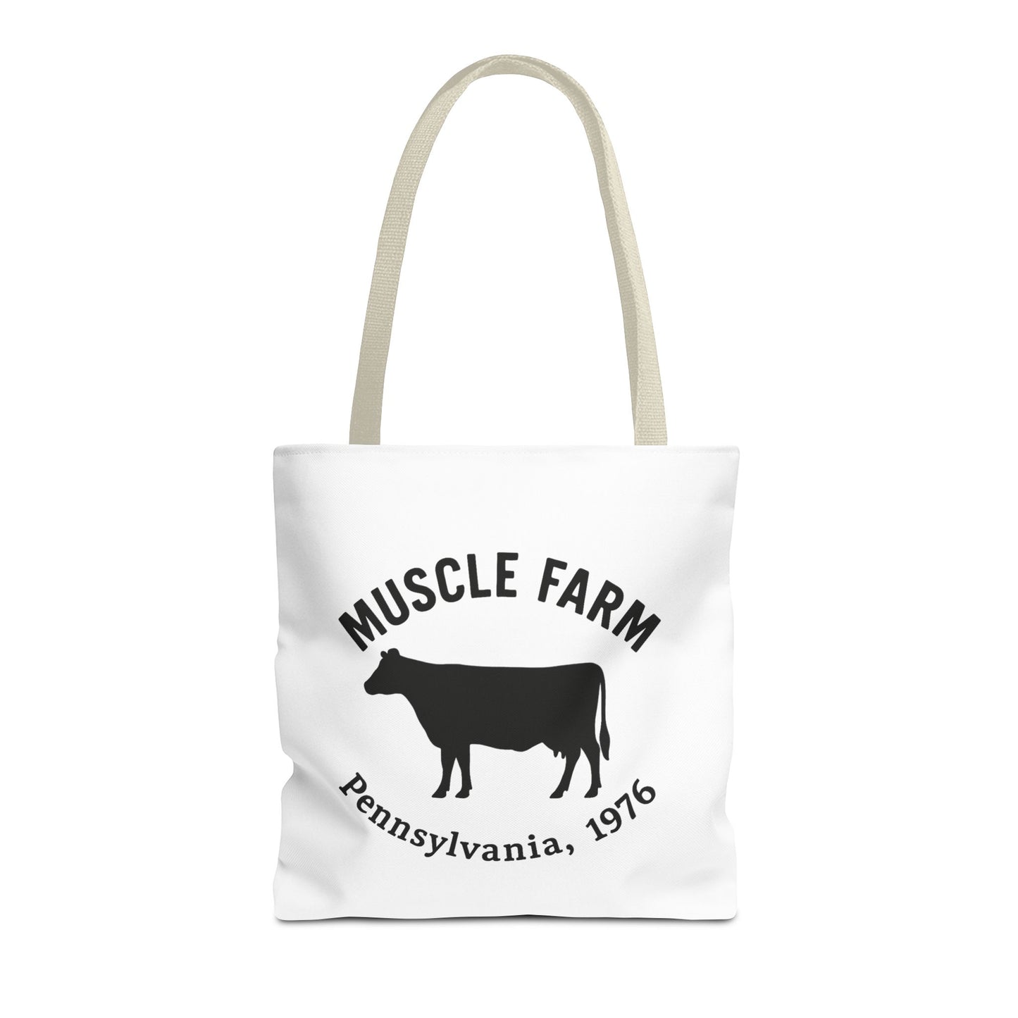 Muscle Farm Tote Bag, Cow Print Shopping Bag, Farmhouse Style Tote, Casual Eco-Friendly Bag, Gift for Farm Lovers