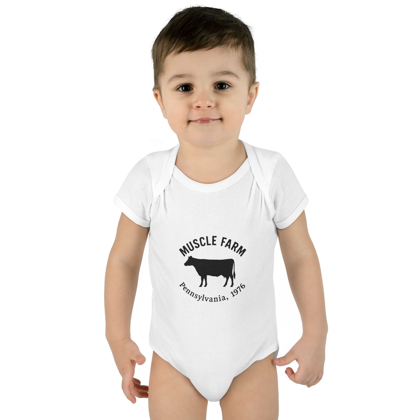 Muscle Farm Infant Bodysuit, Unique Baby Outfit, Farm-Themed Gifts, Cute Newborn Apparel, Baby Shower Gift Idea