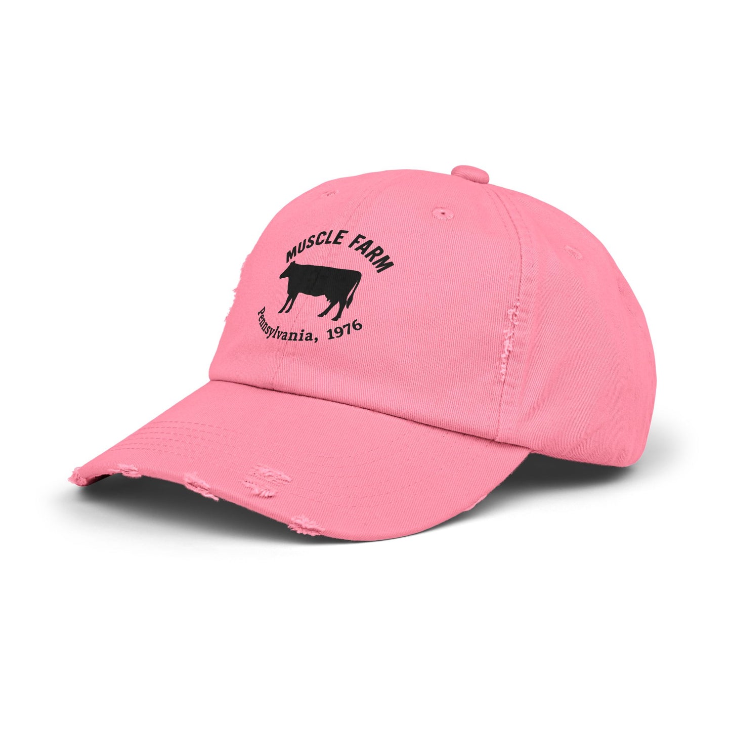 Retro Farm Cap, Unisex Distressed Hat, Vintage Cow Farmwear, Casual Summer Accessory, Gift for Agriculture Lovers