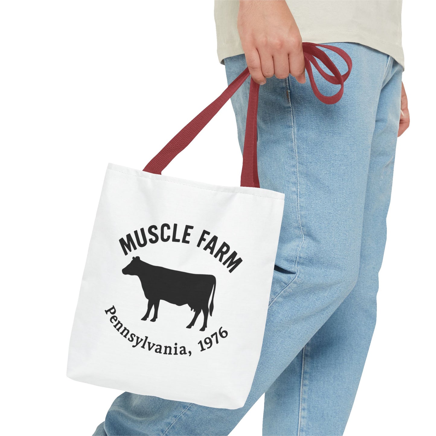 Muscle Farm Tote Bag, Cow Print Shopping Bag, Farmhouse Style Tote, Casual Eco-Friendly Bag, Gift for Farm Lovers