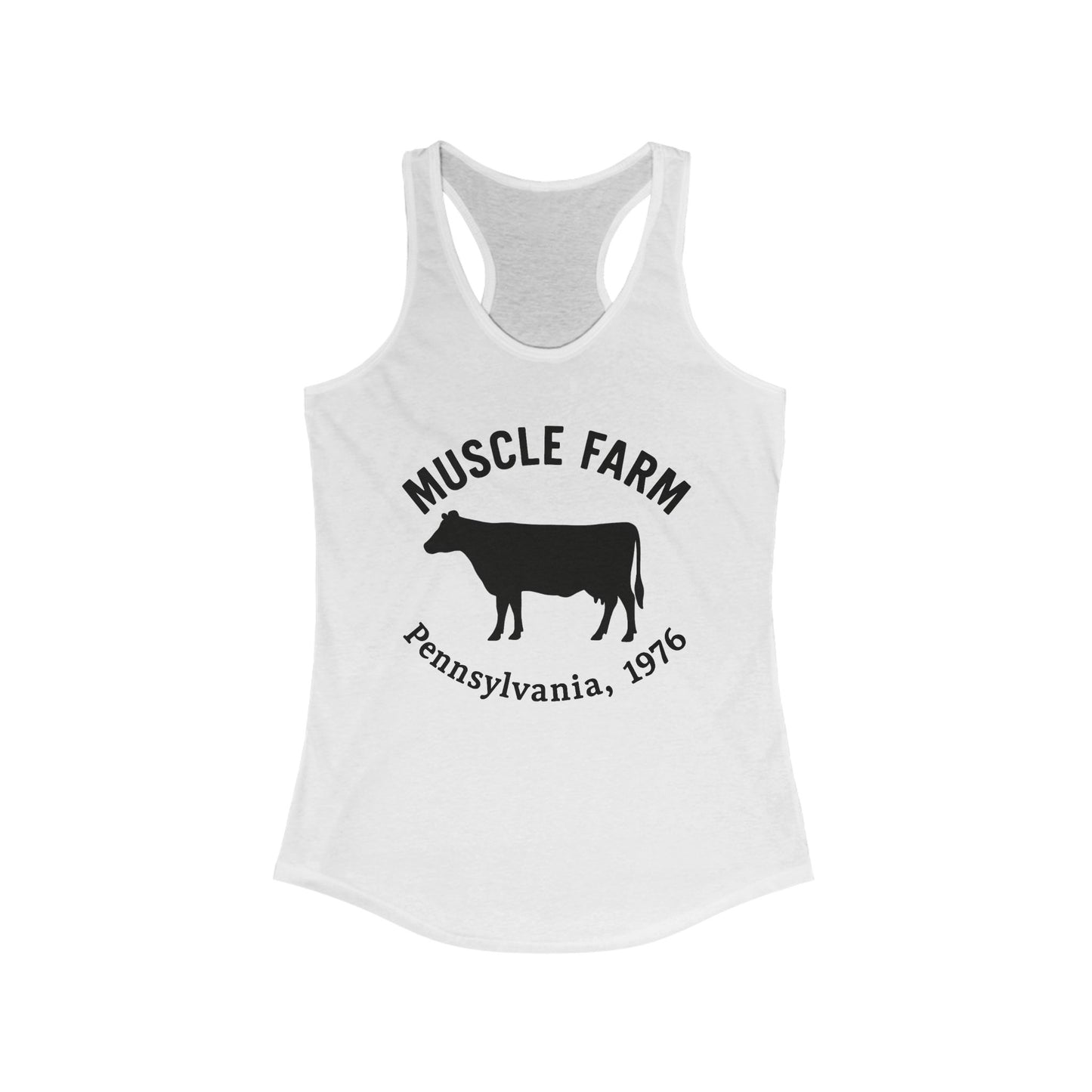 Muscle Farm Women's Racerback Tank | Perfect for Gym, Workout, Summer Casual Wear, Gifts for Fitness Lovers, Cow Print Tank