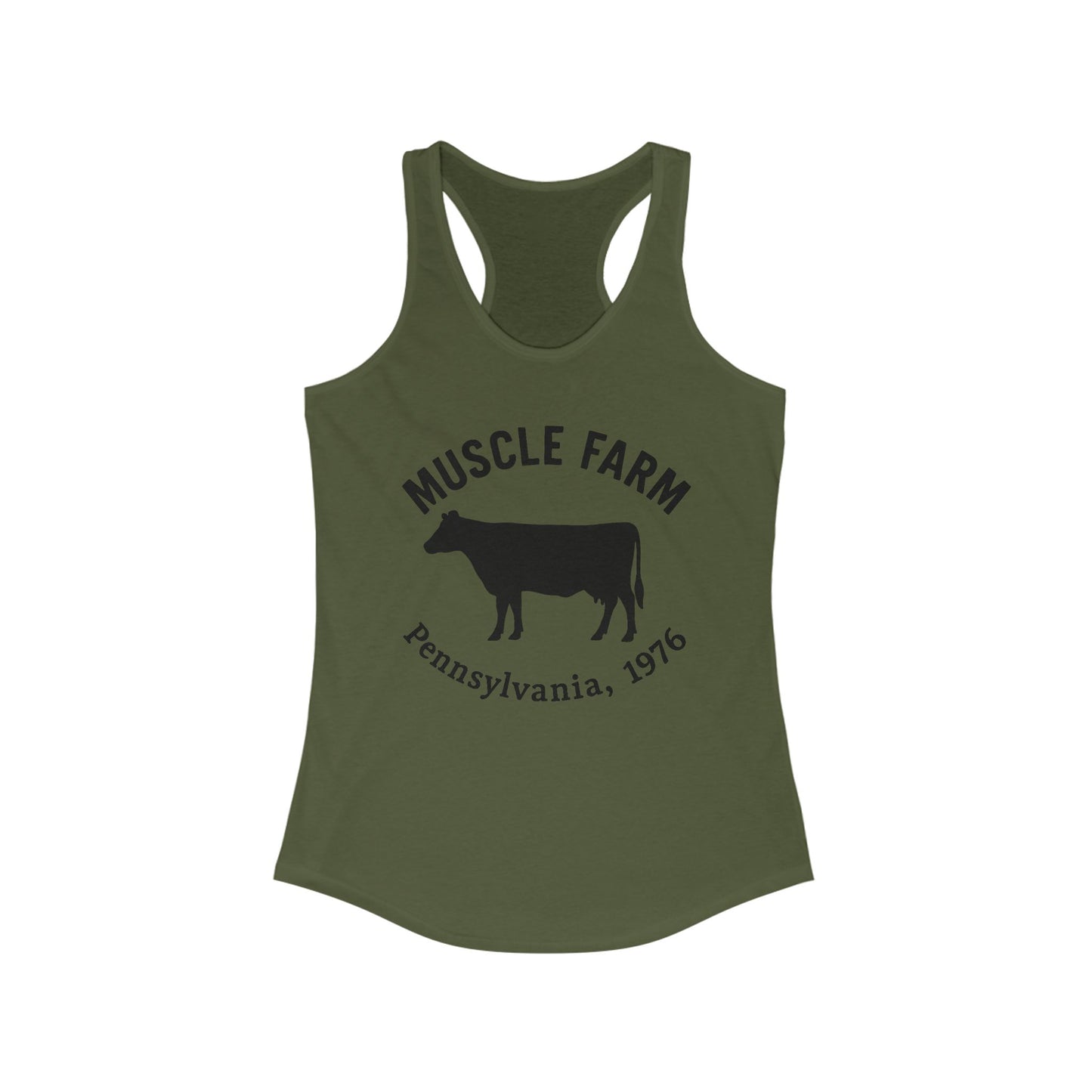 Muscle Farm Women's Racerback Tank | Perfect for Gym, Workout, Summer Casual Wear, Gifts for Fitness Lovers, Cow Print Tank