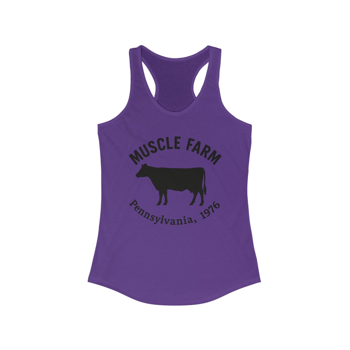 Muscle Farm Women's Racerback Tank | Perfect for Gym, Workout, Summer Casual Wear, Gifts for Fitness Lovers, Cow Print Tank