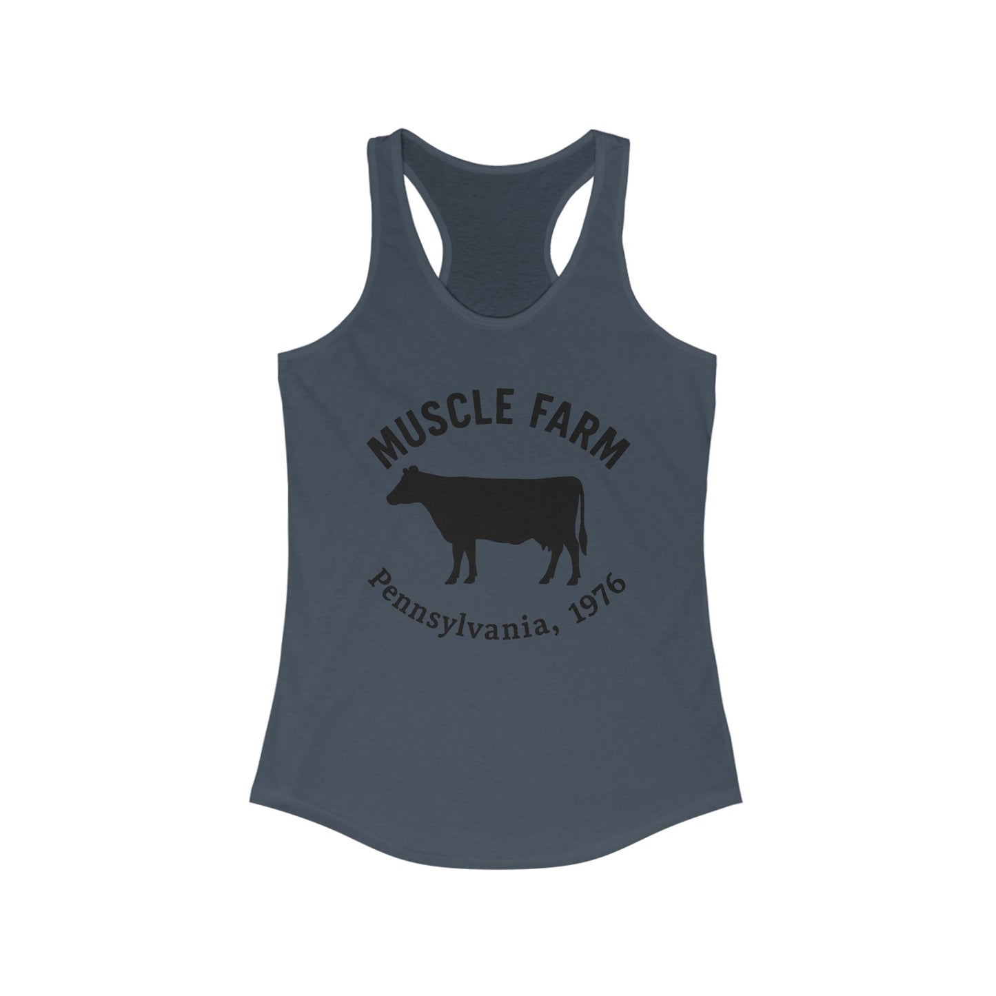 Muscle Farm Women's Racerback Tank | Perfect for Gym, Workout, Summer Casual Wear, Gifts for Fitness Lovers, Cow Print Tank
