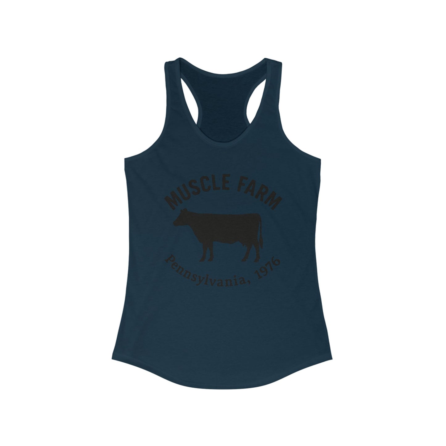 Muscle Farm Women's Racerback Tank | Perfect for Gym, Workout, Summer Casual Wear, Gifts for Fitness Lovers, Cow Print Tank