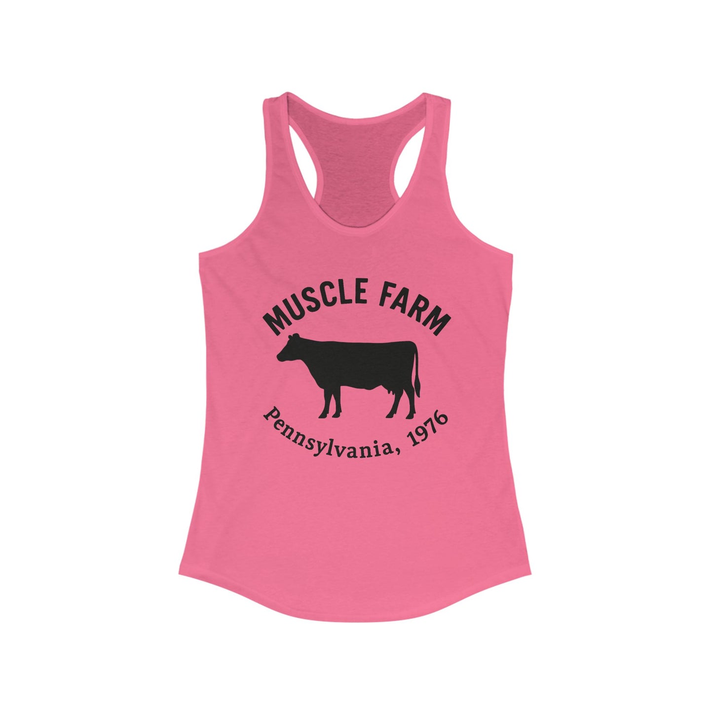 Muscle Farm Women's Racerback Tank | Perfect for Gym, Workout, Summer Casual Wear, Gifts for Fitness Lovers, Cow Print Tank