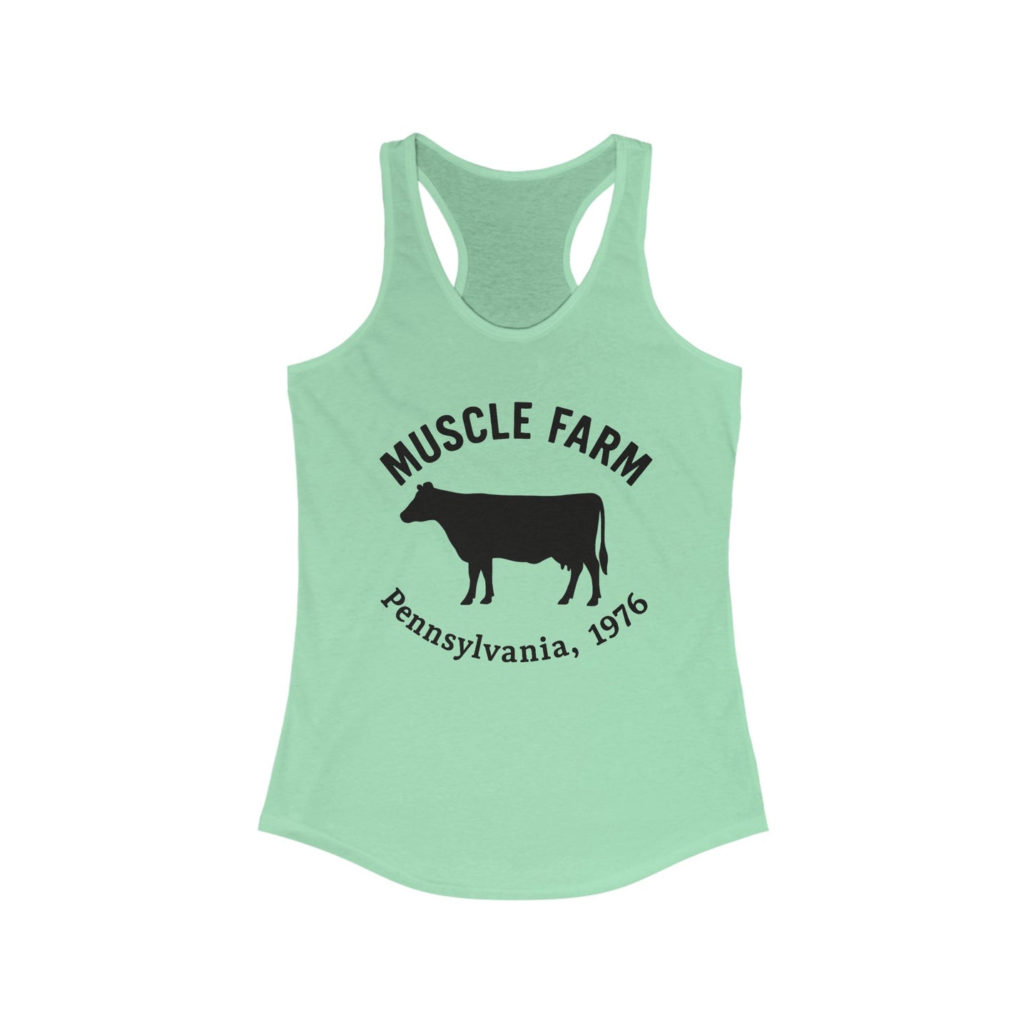Muscle Farm Women's Racerback Tank | Perfect for Gym, Workout, Summer Casual Wear, Gifts for Fitness Lovers, Cow Print Tank