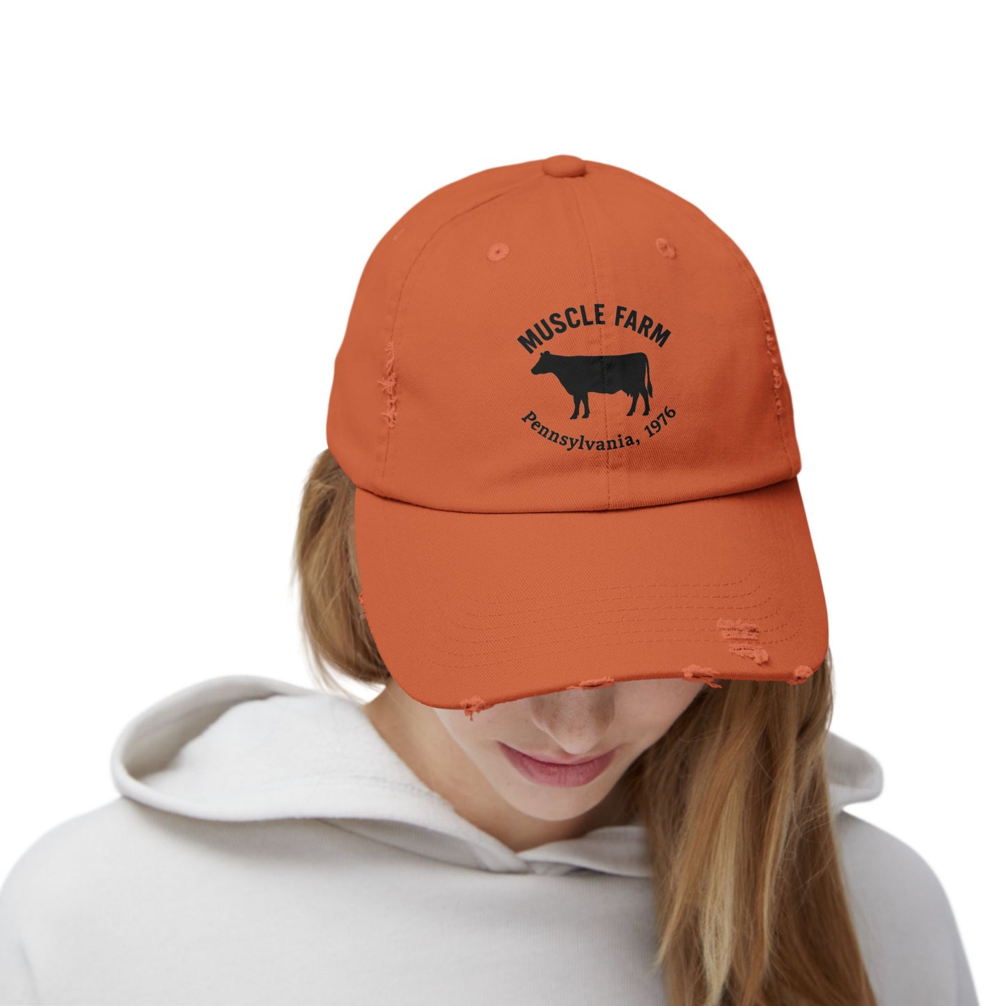 Retro Farm Cap, Unisex Distressed Hat, Vintage Cow Farmwear, Casual Summer Accessory, Gift for Agriculture Lovers