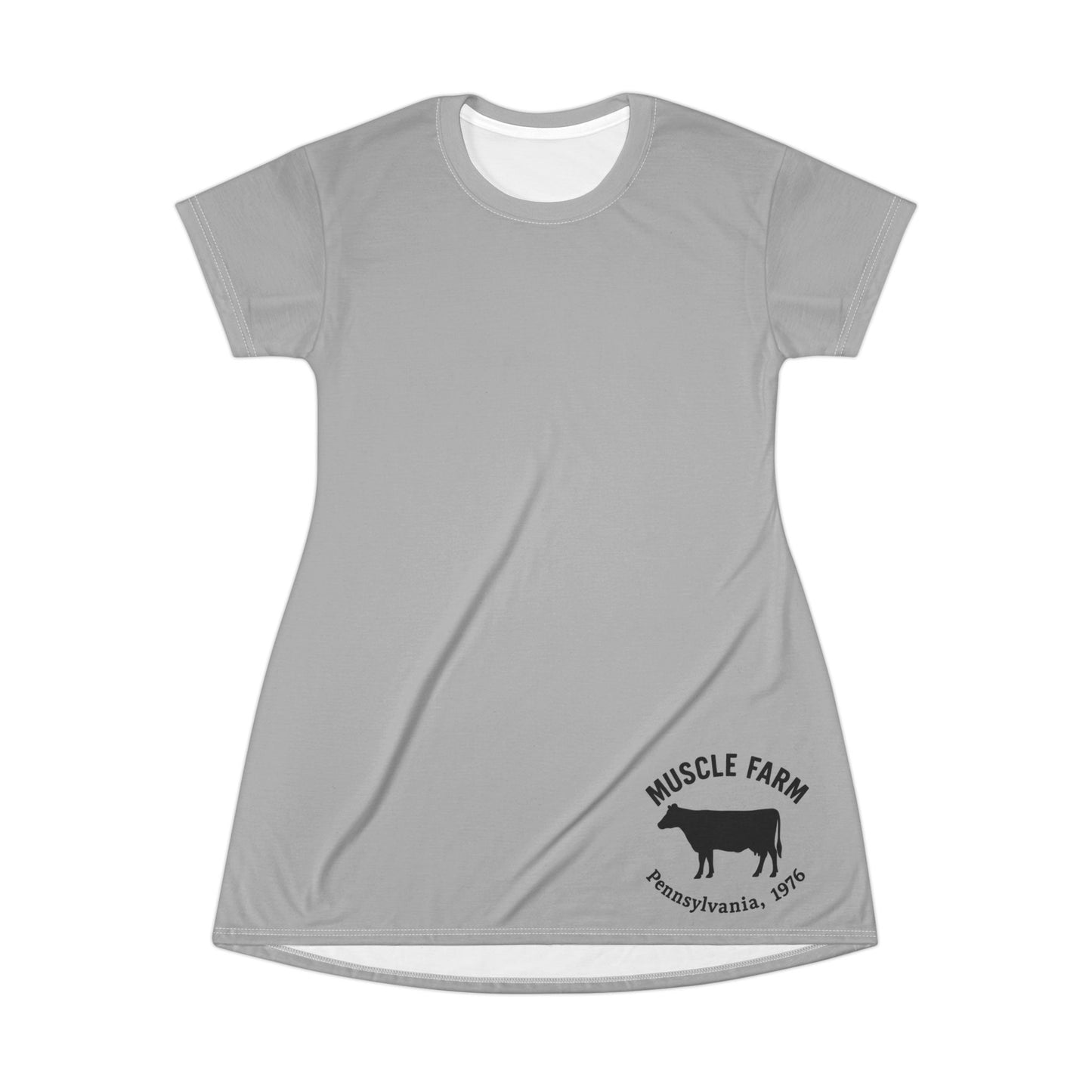 Farm-Themed Casual T-Shirt Dress, Cute Summer Outfit, Gift for Her, Cow Print Dress, Everyday Wear, Cozy Farm Life Fashion