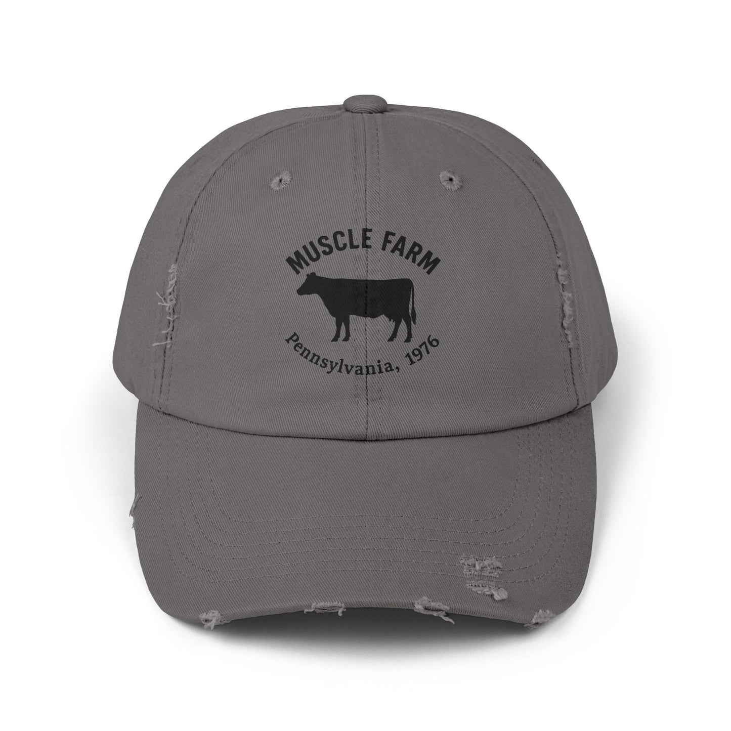 Retro Farm Cap, Unisex Distressed Hat, Vintage Cow Farmwear, Casual Summer Accessory, Gift for Agriculture Lovers