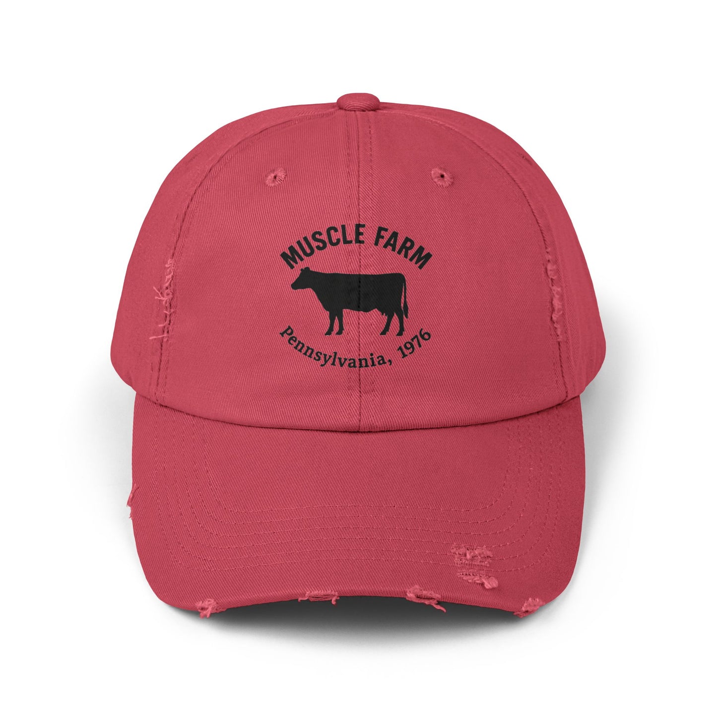 Retro Farm Cap, Unisex Distressed Hat, Vintage Cow Farmwear, Casual Summer Accessory, Gift for Agriculture Lovers