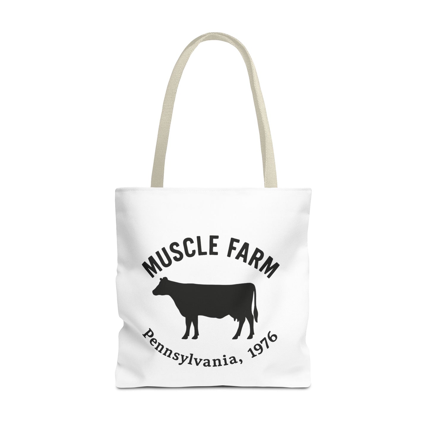 Muscle Farm Tote Bag, Cow Print Shopping Bag, Farmhouse Style Tote, Casual Eco-Friendly Bag, Gift for Farm Lovers