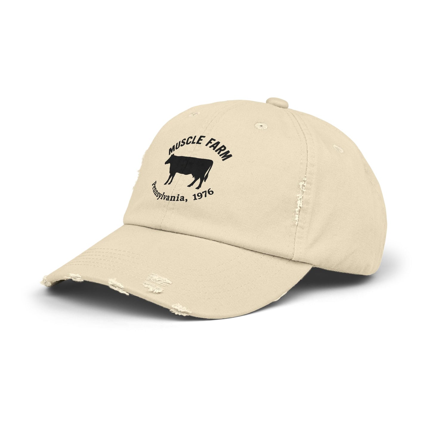 Retro Farm Cap, Unisex Distressed Hat, Vintage Cow Farmwear, Casual Summer Accessory, Gift for Agriculture Lovers