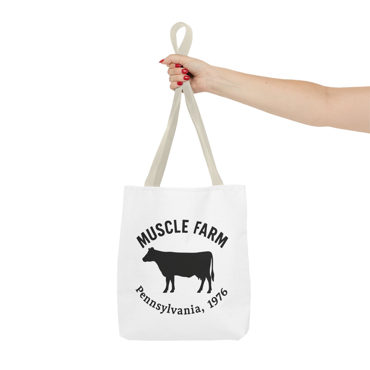 Muscle Farm Tote Bag, Cow Print Shopping Bag, Farmhouse Style Tote, Casual Eco-Friendly Bag, Gift for Farm Lovers