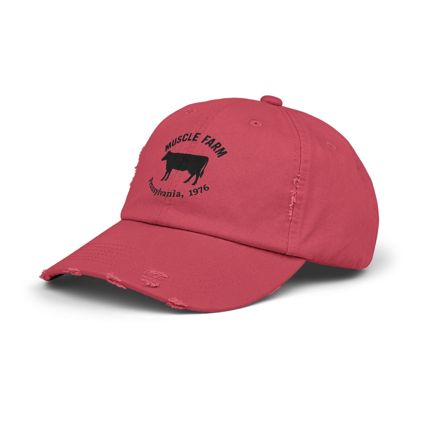 Retro Farm Cap, Unisex Distressed Hat, Vintage Cow Farmwear, Casual Summer Accessory, Gift for Agriculture Lovers