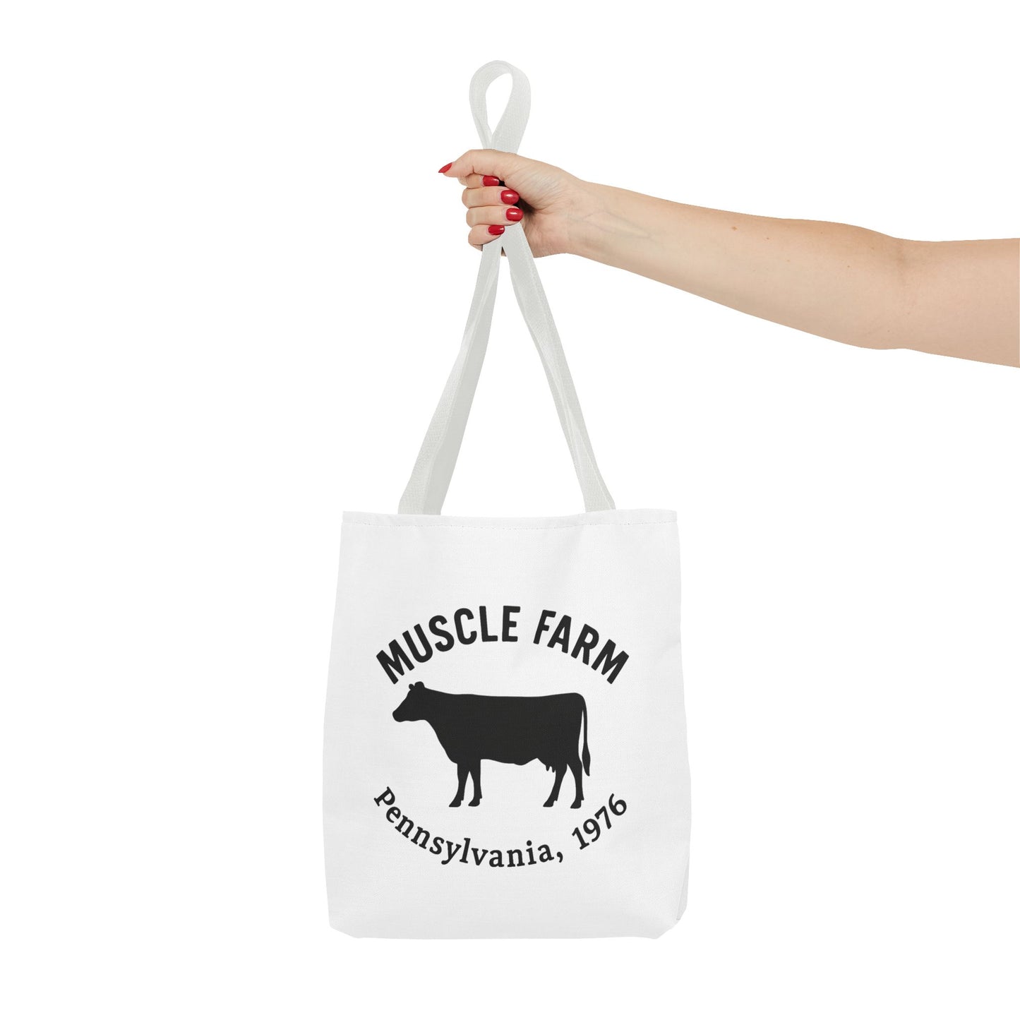Muscle Farm Tote Bag, Cow Print Shopping Bag, Farmhouse Style Tote, Casual Eco-Friendly Bag, Gift for Farm Lovers