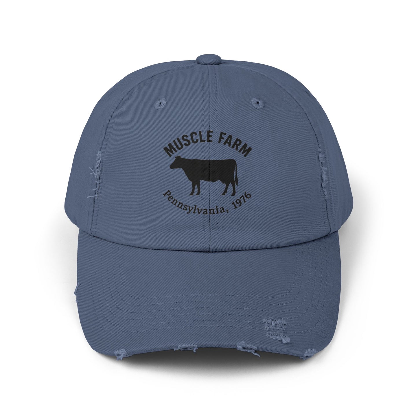 Retro Farm Cap, Unisex Distressed Hat, Vintage Cow Farmwear, Casual Summer Accessory, Gift for Agriculture Lovers
