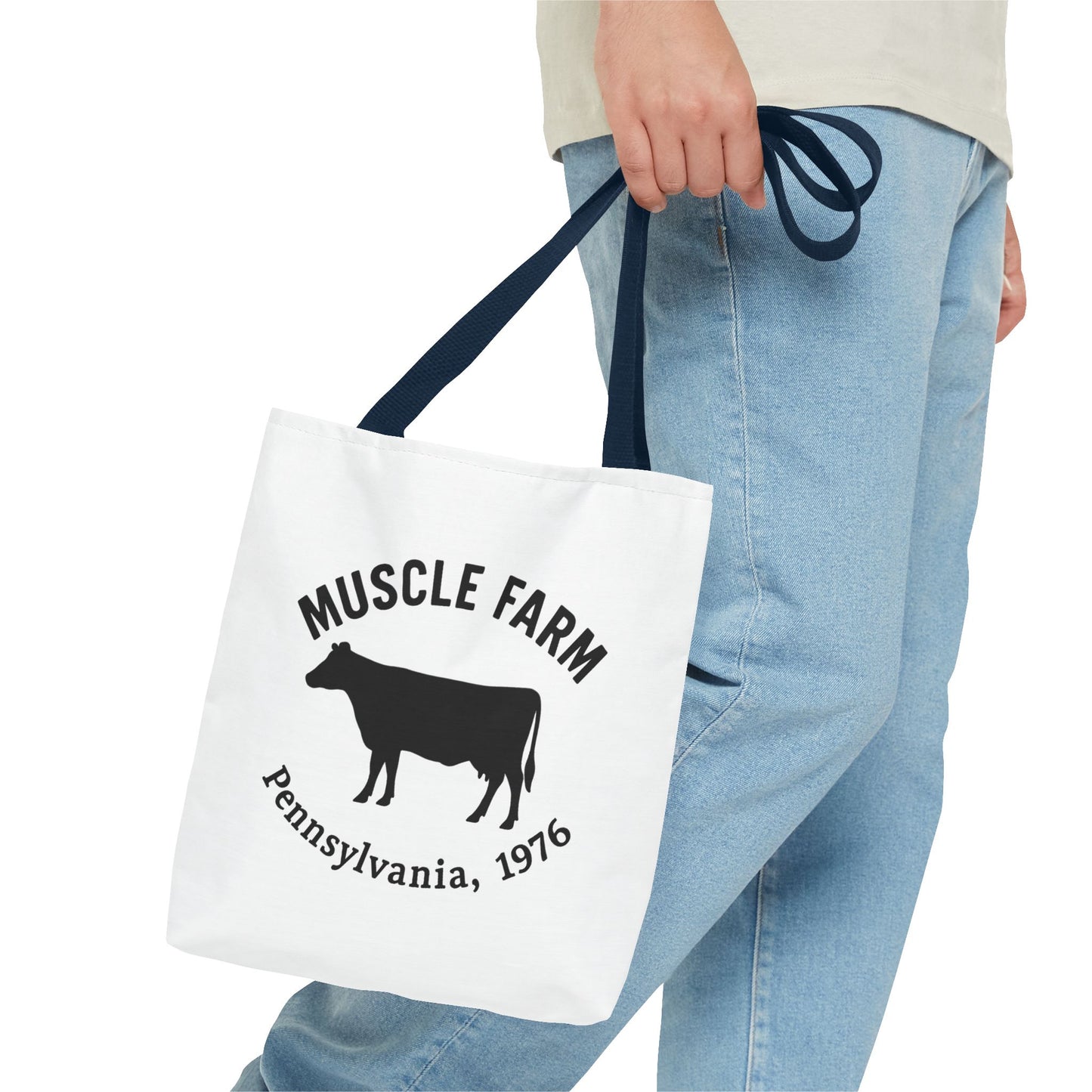 Muscle Farm Tote Bag, Cow Print Shopping Bag, Farmhouse Style Tote, Casual Eco-Friendly Bag, Gift for Farm Lovers
